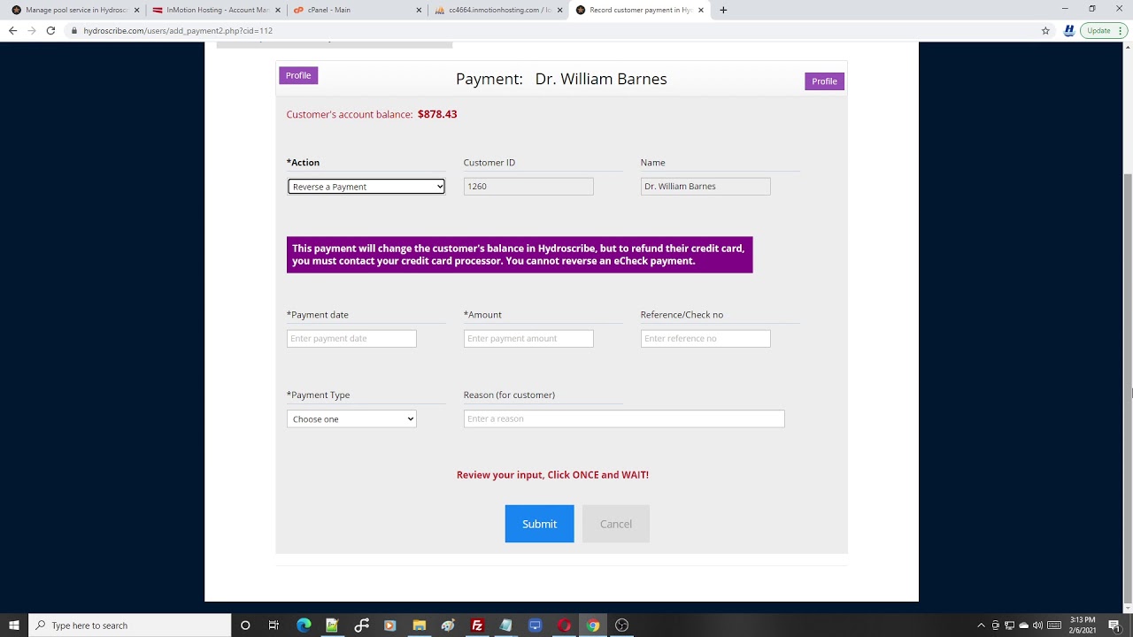 Reverse a bounced check payment YouTube