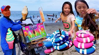 Riska Vlog Liburan ke Kota Bengkulu Pantai Main Air Berenang jagain Bayi Lucu Rafisqy Makan Es Krim