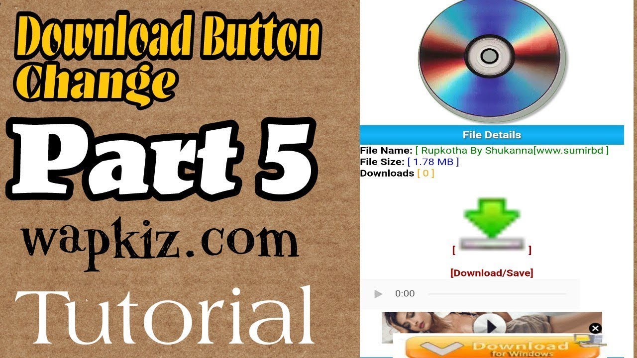 Wapkiz Site Download Button Change | Part 5 | Wapkiz Site Bangla Tutorial