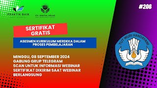 SERTIFIKAT GRATIS ORAKTIK BAIK WEBINAR 4 JP | Asesmen Kurikulum Merdeka Dalam Proses Pembelajaran