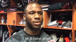 Atlanta Falcons Deion Jones and DeVondre Campbell after NFC Championship practice