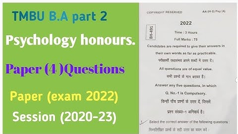 TMBU B.A part 2 psychology honours paper (4) Questions paper exam 2022 session 2020-23 #tmbu