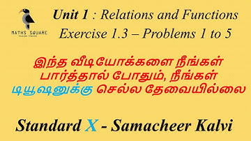 Unit 1 : Exercise 1.3 Problem 1-5 - Functions | 10th Std Samacheer Maths Online Class