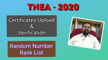 TNEA-2020 Certificate Upload, Certificate Verification, Random Number and Rank List Details in Tamil