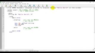 8086 Assembly Language Program to display "Hello World" on the screen