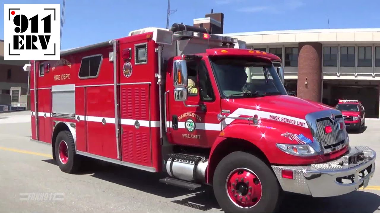 Manchester, NH Fire Department Engine 11, Air 1, Car 1 Responding YouTube