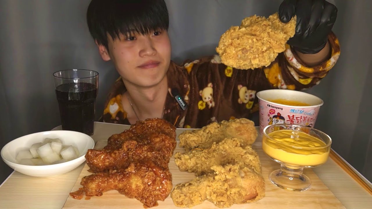 ASMR | MUKBANG Korean BBQ Golden Olive Chicken & Carbo Buldak 🍗 