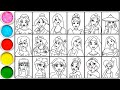 How to draw 18 Princesses Disney - Elena, Mulan, Rapunzel, Cinderella, Belle, Raya, Ariel & others