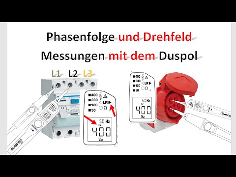 Zweipolige Drehfeld - und Phasenfolgemessung. Duspol an CEE-Steckdose und RCD /Elektrotechnik