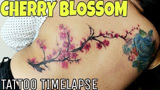 CHERRY BLOSSOM ON LADY'S BACK - TATTOO TIME LAPSE