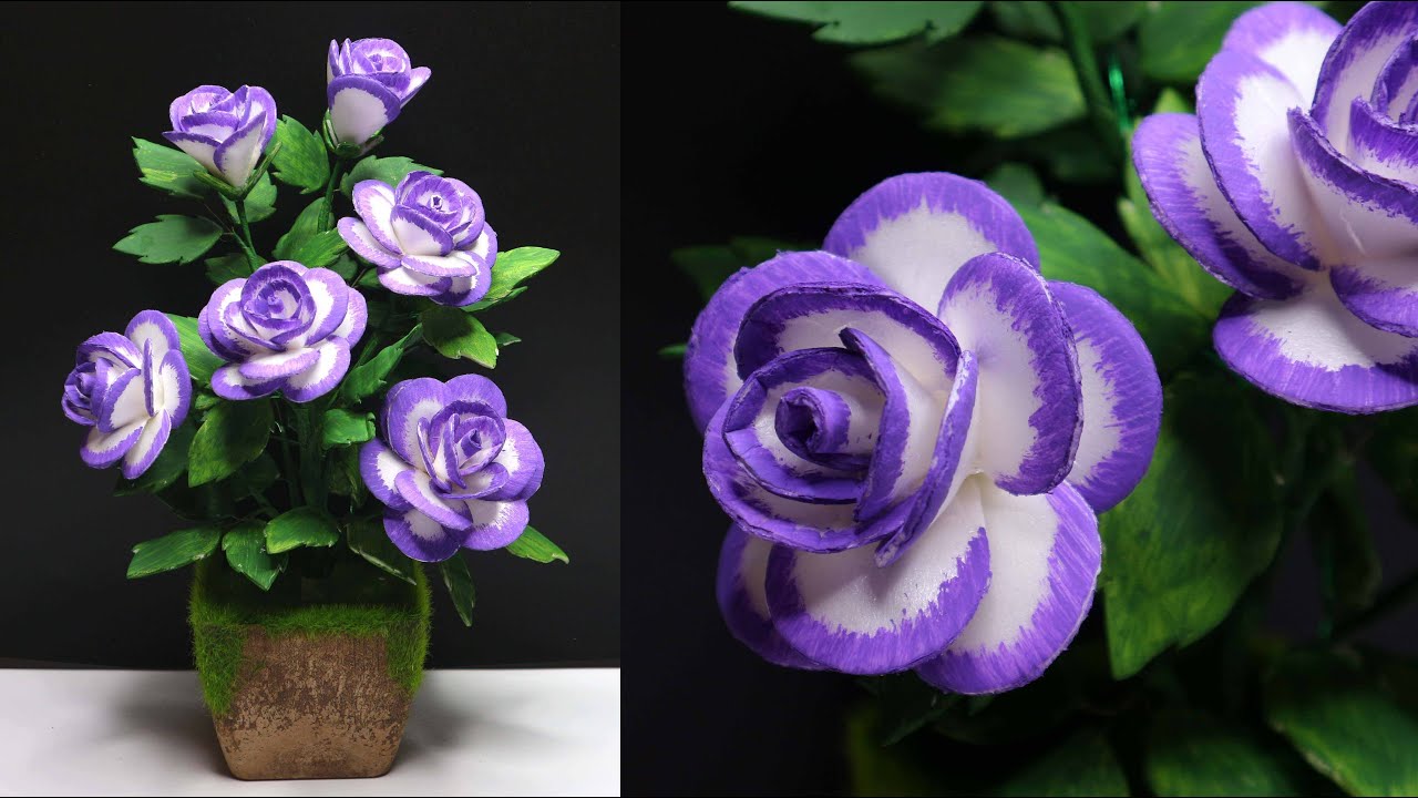 Ide Kreatif Bunga Mawar dari Styrofoam Bekas | DIY Styrofoam Rose Flowers