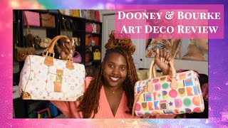 Dooney and Bourke Art Deco Satchel Handbag. Comparing to LV  Murakami Speedy 30 ---thecompletedlook