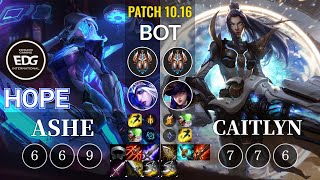 EDG Hope Ashe vs Caitlyn Bot - KR Patch 10.16