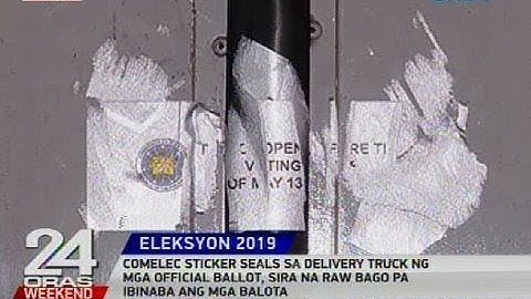 24 Oras: COMELEC sticker seals sa delivery truck ng mga official ballot, sira na raw bago pa...