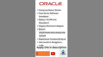 Oracle is hiring| Oracle Recruitment 2024 | #itjobsforfreshers #itjobs2024 #oracle