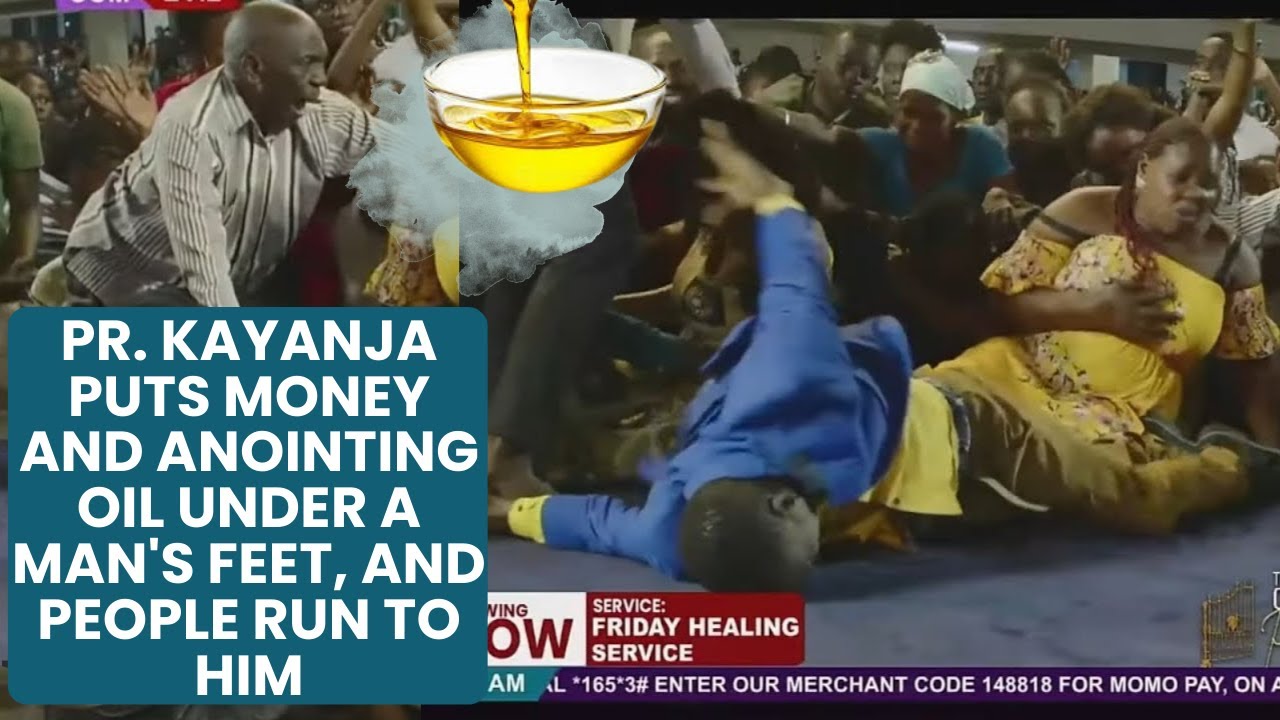 Pr. Kayanja Puts Money and Anointing Oil Under a Man's Feet, and People Run to Him
