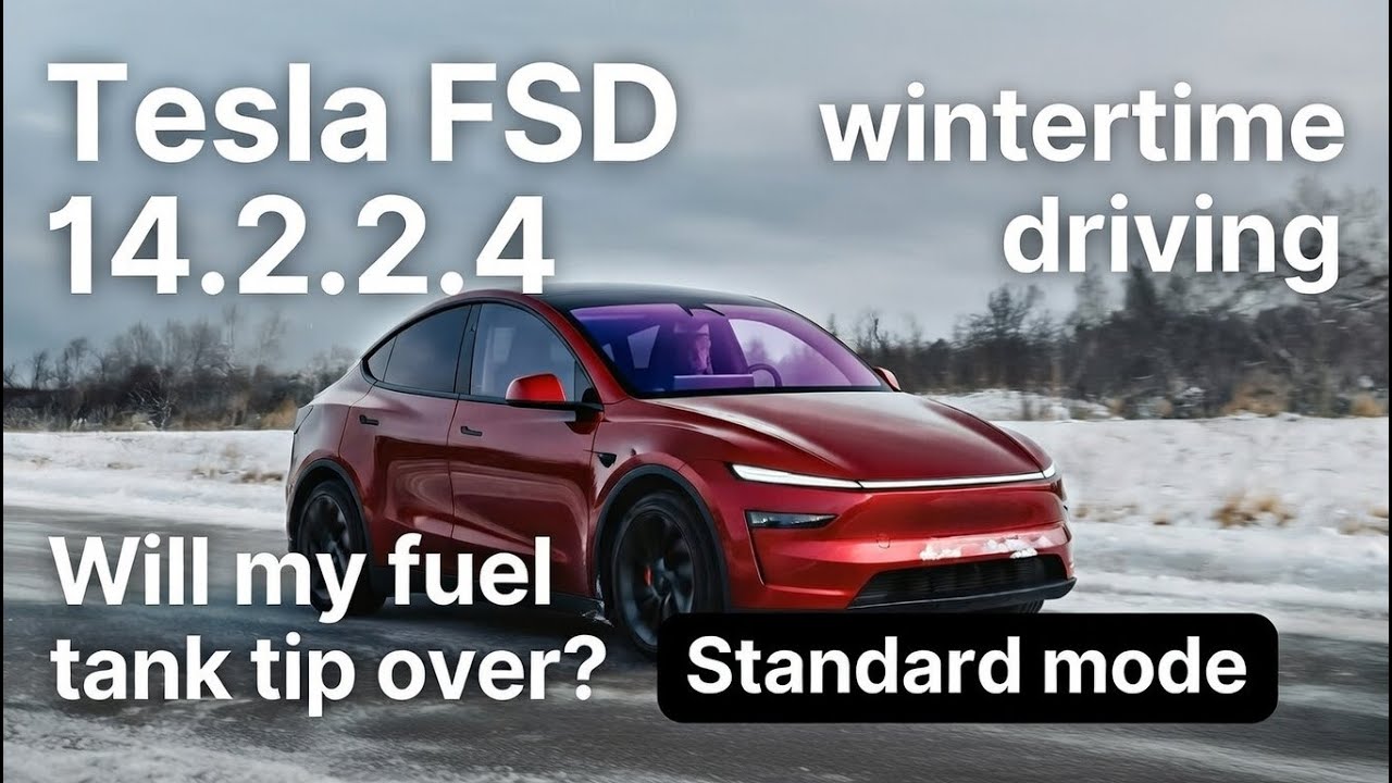 Tesla Model Y with FSD 14.2.2.4 Standard Mode: Fuel tank test