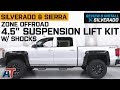 2014-2018 Silverado & Sierra Zone Offroad 4.5" Suspension Lift Kit w/ Shocks 4WD Review & Install