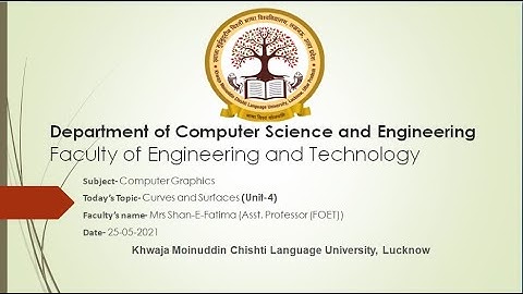 Lecture 19: Computer Graphics- Curves and Surfaces (Unit-4)