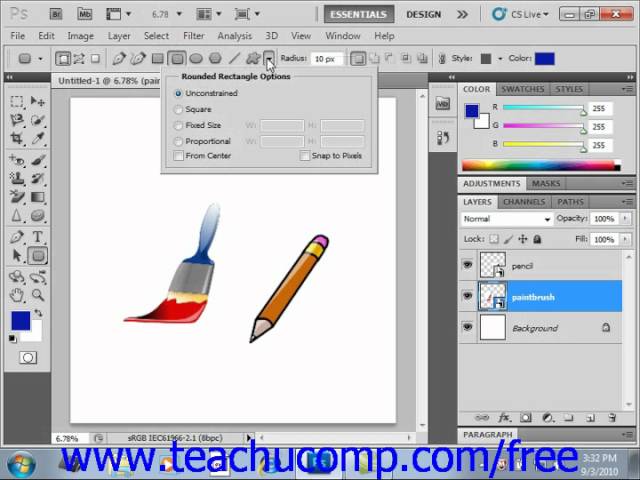 Photoshop CS5 Tutorial Shape Layers & Shape Options Adobe