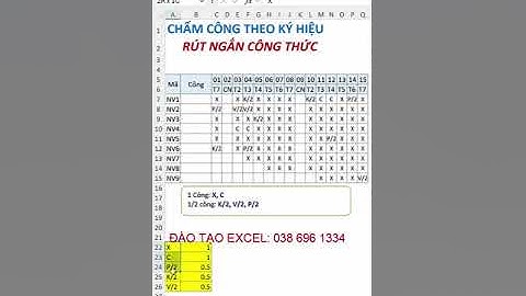 Công thức chấm công theo ký hiệu siêu ngắn #Shorts  #excel #exceltips #excelformula