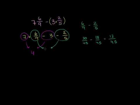 შერეული რიცხვების გამოკლება: 7 6/9 - 3 2/5