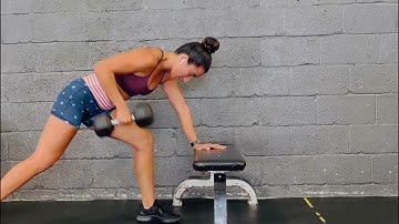 Split stance single arm row (bench supported)