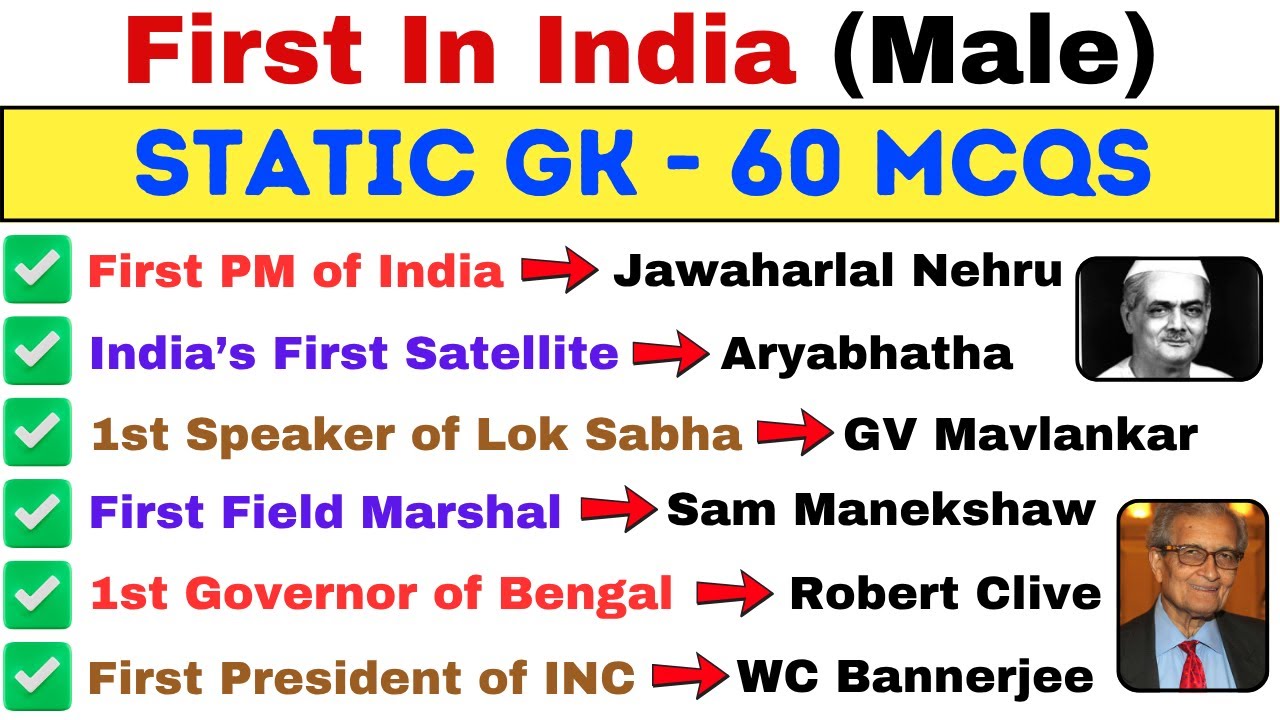 First in India MCQs | Static GK Important for Competitive Exams
