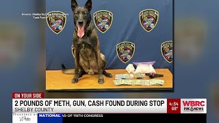2 pounds of meth, gun and cash found during traffic stop in Shelby County