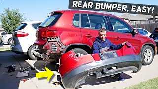 VW TIGUAN REAR BUMPER COVER REPLACEMENT REMOVAL 2009 2010 2011 2012 2013 2014 2015 2016 2017