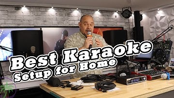 A True Home Karaoke System setup with Mixer, Wireless Microphone, & Powered Speaker