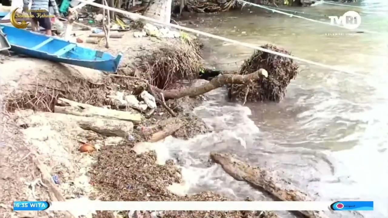 TVRI: DAMPAK ABRASI, GARIS PANTAI DESA SOMBU MUNDUR HINGGA ENAM METER