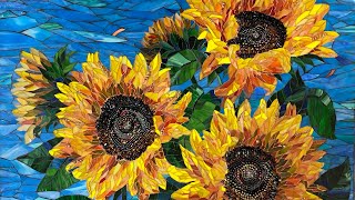 Ep. 101 GROUTING & FRAMING 'GLORY' and Cutting Feather Cuts for the Commissioned Sunflowers!