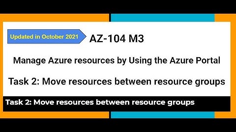AZ 104 M3 Manage Azure Resources from Azure Portal Task 2: Move resources between resource groups