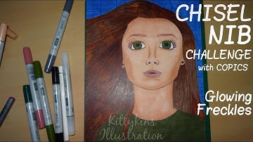 Chisel Nib Challenge - Glowing Star Freckles - Copic Speedpaint