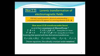 E&B Field Transformation (Box 2.2) (Lecture #03a* of a course on Relativity & Cosmology)