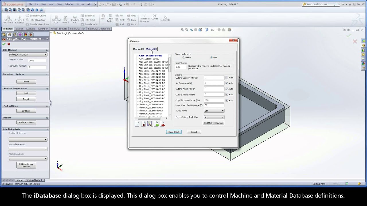 Define the iMachining Data Part 1