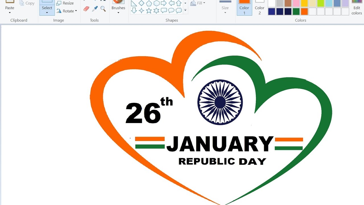 How to draw in ms paint l republic day drawing l republic day poster make