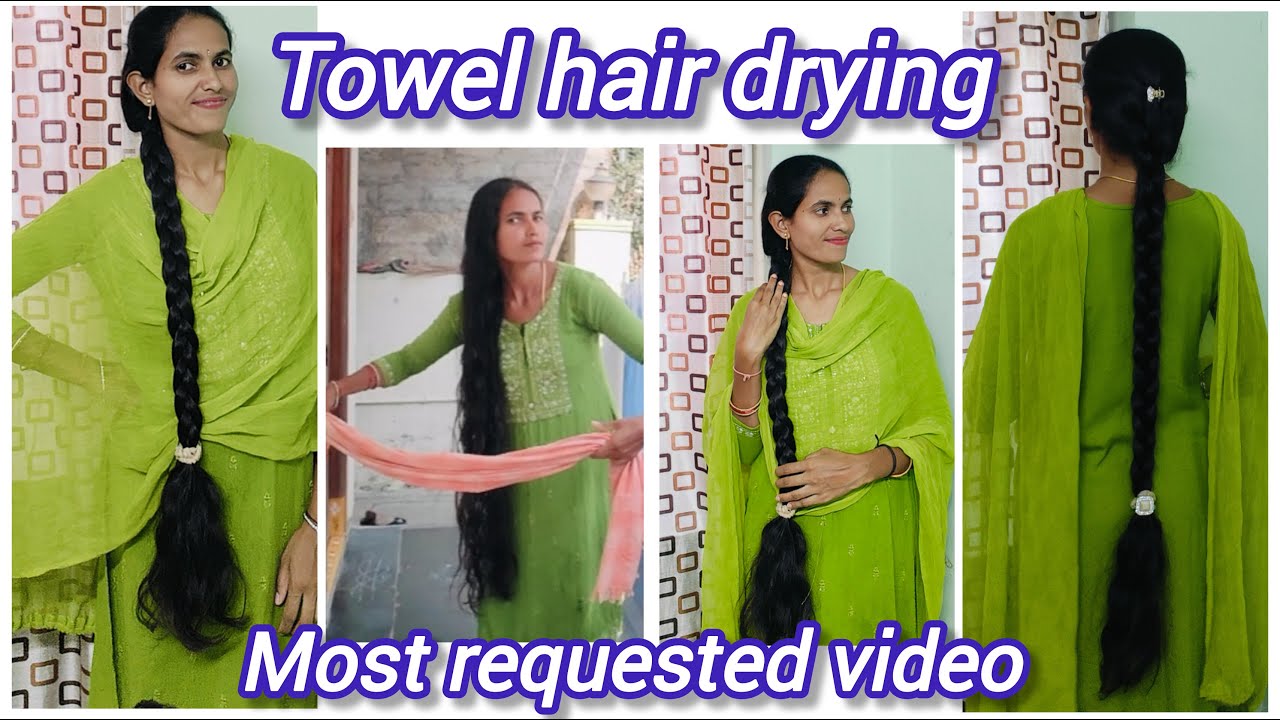 Long hair Towel hair drying after head bath  @Bhargavimuchatlu #trending #haircare #longhair #hair