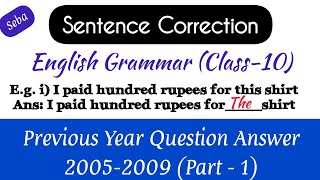 Part-1 Sentence Correction Class 10 English Grammarsebacbse