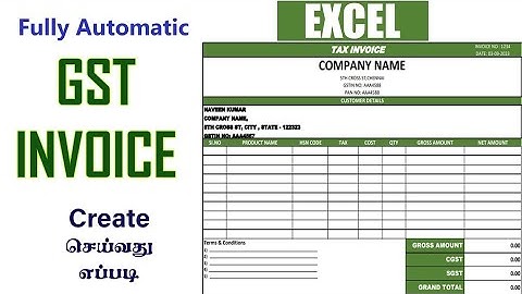 Fully Automatic GST Invoice in Excel Tamil    Naveen Kumar