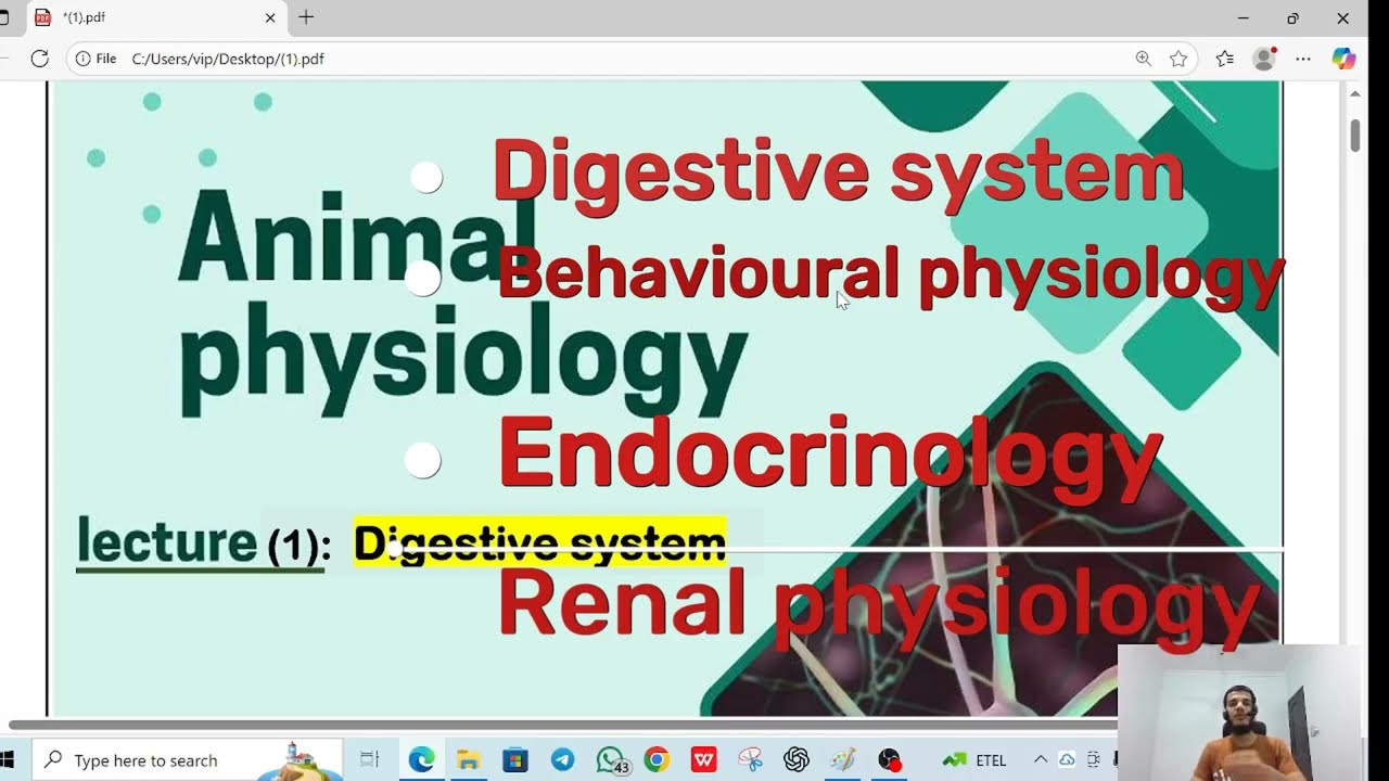 شرح ماده الفسيولوجي لطلاب الطب البيطري المحاضره الاولى  Digestive system 