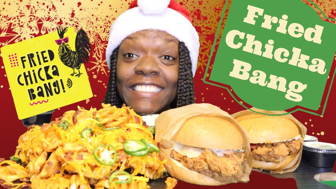 Fried Chicken Sandwich and Loaded Cheese Fries Mukbang | Fried Chicka ...