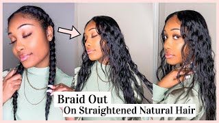 Braid Out On Straightened Natural Hair | [Luster's Pink & Creme Of Nature]