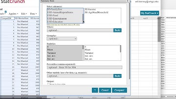 Using StatCrunch for Mean, median, mode, standard deviation, etc