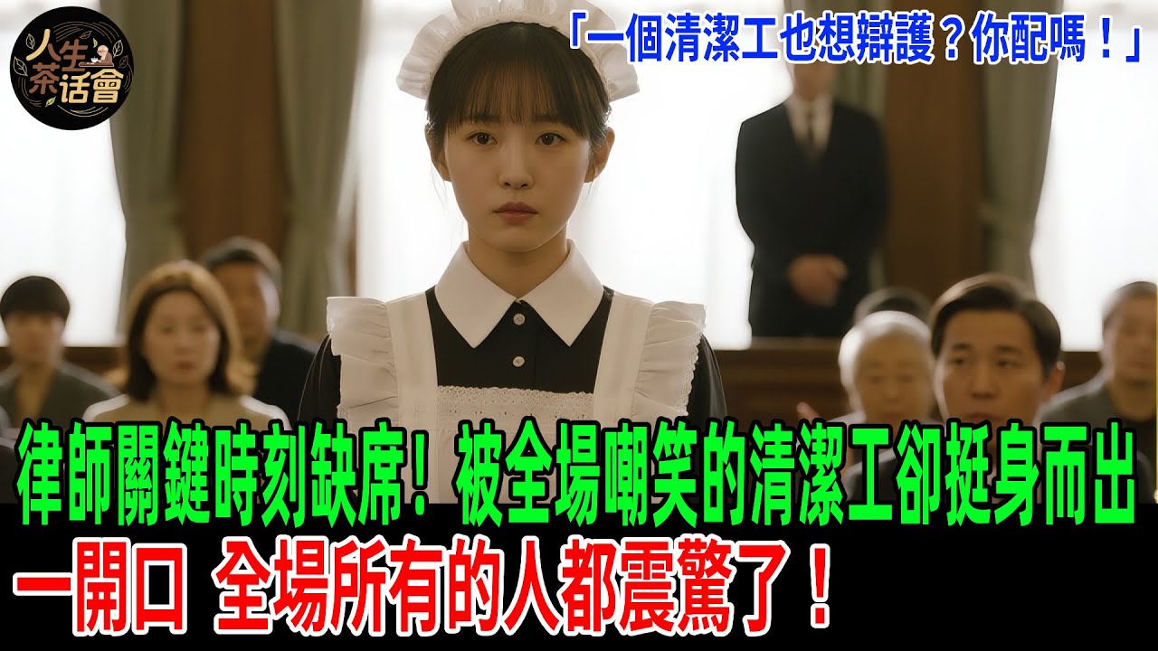 「一個清潔工也想辯護？你配嗎！」律師關鍵時刻缺席！被全場嘲笑的清潔工卻挺身而出，一開口，全場所有的人都震驚了！【人生茶話會】#情感故事 #老年生活 #人生感悟 #情感共鸣#故事分享 #故事