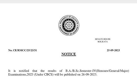 sem 4 result tomorrow | cu results notice Ba/bcom/bsc | Calcutta University 4th sem result notice