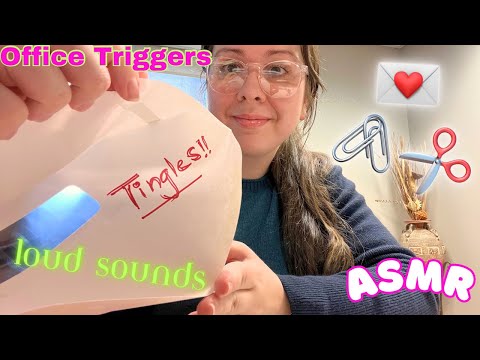 FAST & AGGRESSIVE ASMR paper clips 🖇️ office type triggers // scissor sounds, tape sounds +