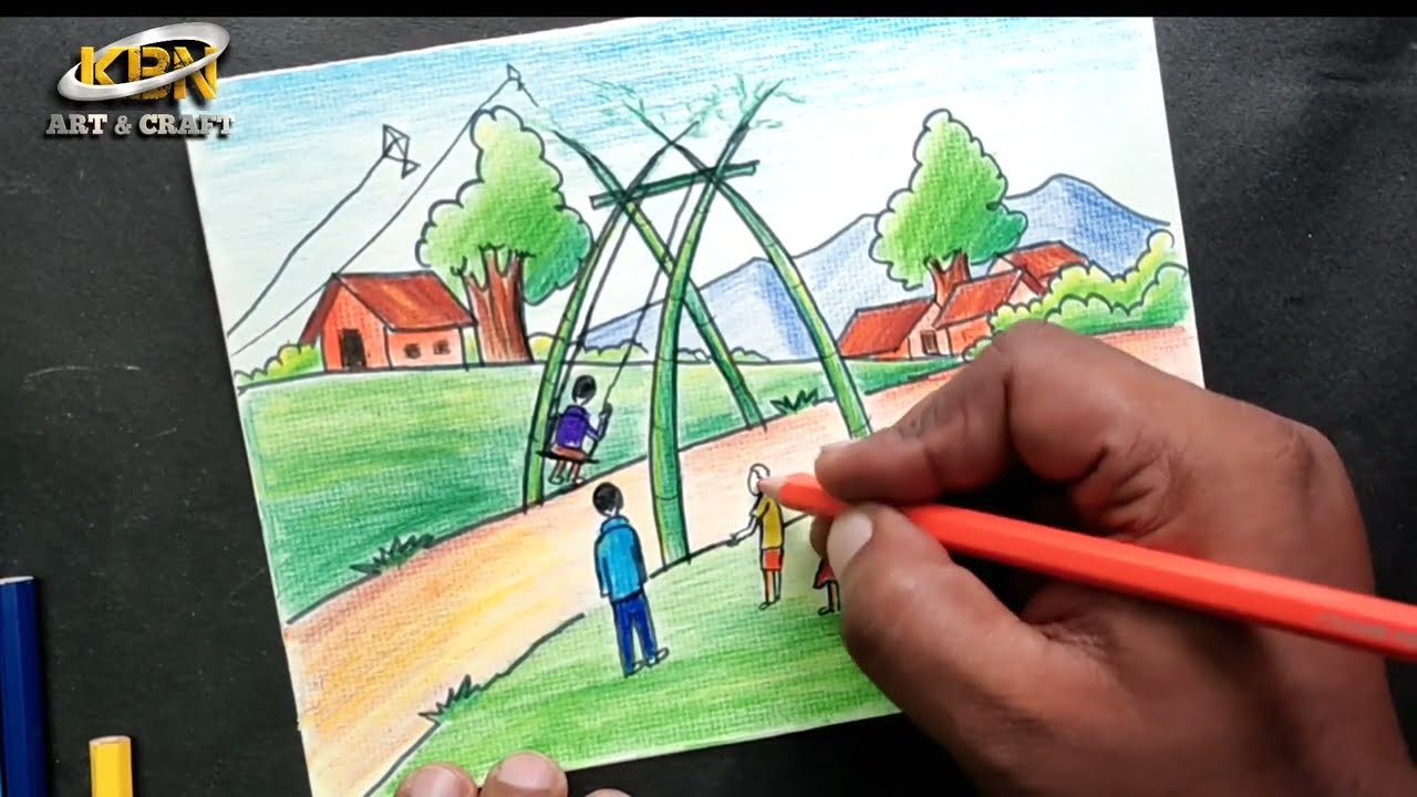 how to draw dashain festival | विजय दशमी | Kite festival | KB Nepali -  YouTube