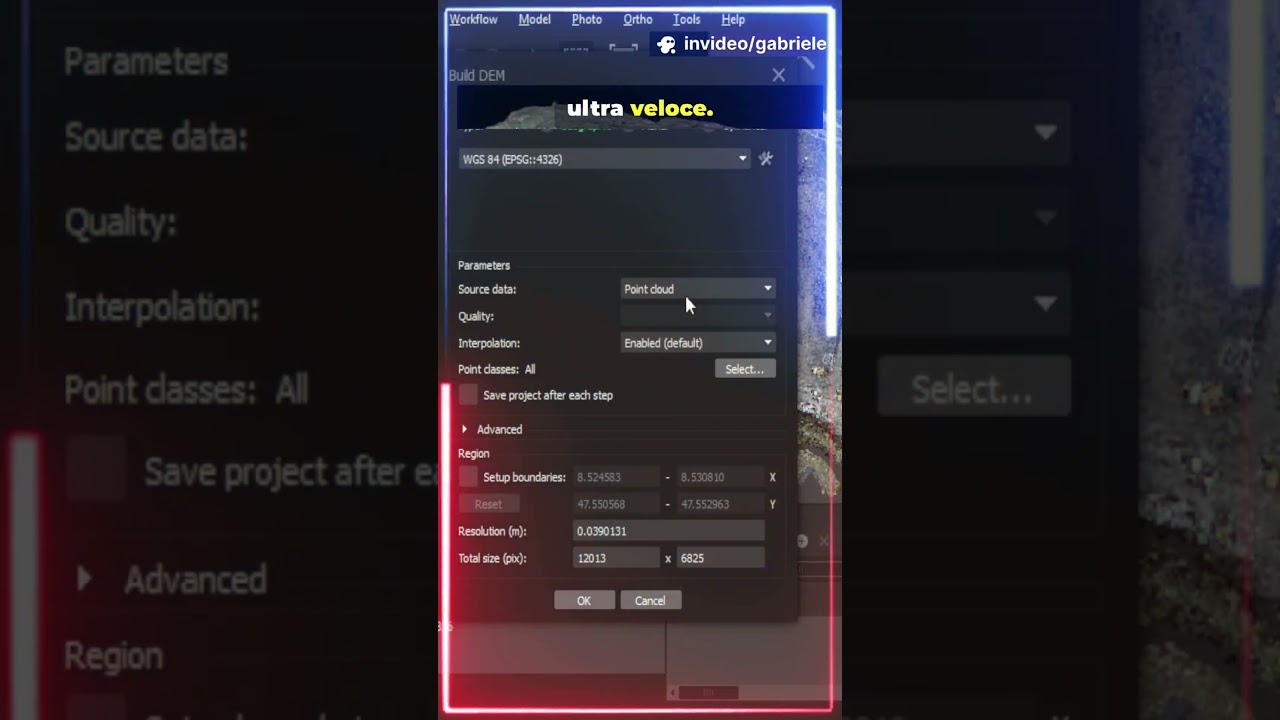 Impostare il DEM: il pannello di generazione e il Source Data (nuvola densa vs mesh) 
